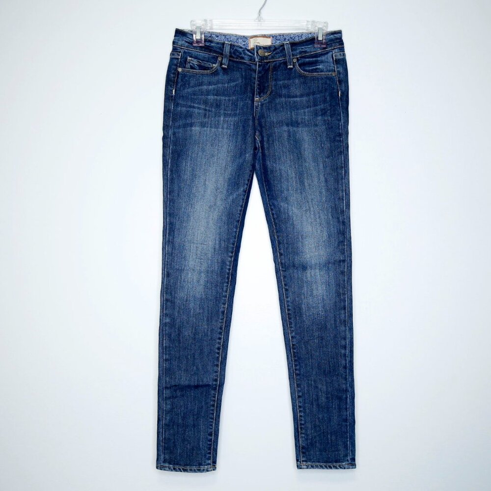 Paige Skyline Blue Low Rise Dark Wash Skinny Jeans - 26. Cotton Blend